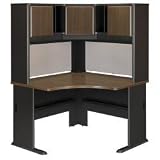 48 Corner Desk and Hutch Set - Series A Walnut Collection - Bush Office Furniture - WC25566-67