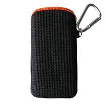 Original Handycop® Rubber Case Handy Etui Pouch Tasche Etui Pouch Schwarz mit Rand Orange mit Karabinerhaken für LG GS500 Cookie Plus GB210