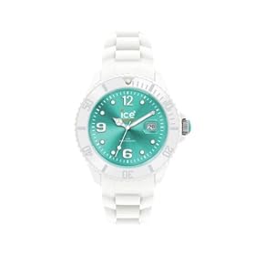 Ice Watch - SI.WT.S.S.10 - Montre Femme - Quartz Analogique - Cadran Turquoise - Bracelet Silicone Blanc - Petit Mod�le