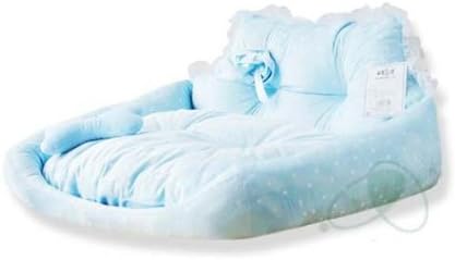 KOJIMA Design-New Prince Princess Cute Cozy Soft Lace Pet Sofa For Small-Medium Dog Puppy Cat 23.6"×19.7"×6.3" (Blue)