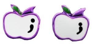 Apple Earring - Kids Fashion Earrings (Purple and White)