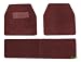 A Set of 3 Plush Carpet Floor Mats - 2 Front and 1 rear runner - Burgundy