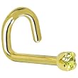 Solid 18KT Yellow Gold (November) 1.5mm Genuine Yellow Diamond Left Nostril Screw - 18 Gauge