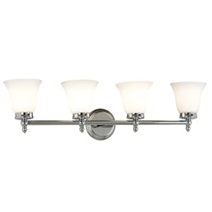 Kenroy Home 80563CH Cairo Four-Light Vanity Light with 6-Inch Frosted White Glass Shades by Kenroy Home