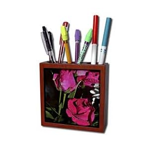 WhiteOak Photography Floral Prints - Rose Buds and Roses - Tile Pen Holders-5 inch tile pen holder