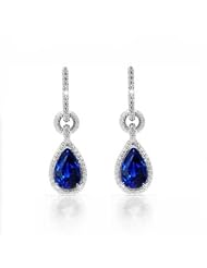 4.81 Sapphire & VS Diamonds Dangling Pendant Earrings 18k Gold