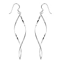 Sterling Silver Open Swirl Linear Drop Earrings