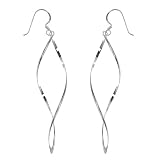Sterling Silver Open Swirl Linear Drop Earrings