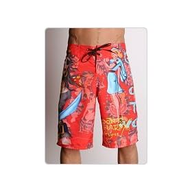 Ed Hardy Girls All Over Boardshorts Red