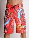 Ed Hardy Girls All Over Boardshorts Red