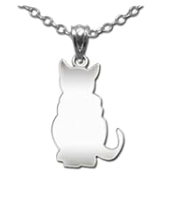 925 Sterling Silver Cute Kitten Cat Charm Pendant Necklace
