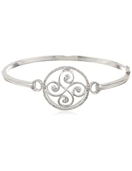 Sterling Silver Diamond Celtic Swirl Medallion Bangle, 7" (1/5 cttw, J-K Color, I2-I3 Clarity)