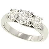  : Ladies 3 Stone Round prong Set Diamond Ring 1.50cttw