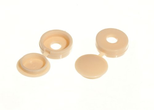 100 Of Screw Cap Cup Washer Hinged Cover Beige For No. 6 & 8 Screws