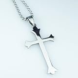 Fashion Punk Rock Mens 316L Silver Stainless Steel Polished Ball Chain Cross Necklaces Pendants