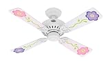 Hunter Fan 25692 Bayport Ceiling Fan, White with Purple and Pink Flower Blades