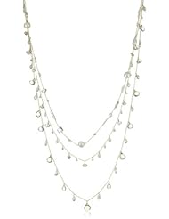 Dana Kellin Triple Strand Milky Quartz and Pearl Long Necklace