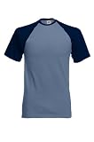 Short Sleeve Baseball T-Shirt Steel Blue/Deep Navy Large