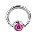 16 Gauge 1/4" Rose Austrian Crystal BCR Captive Ring
