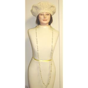 Hand Crocheted Ivory Chenille and Gimp Tweed Headline Beret for Women and Teens Offered in...