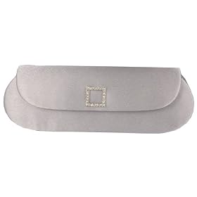 Satin Clutch, with Square Rhinestone Buckle - Evening Bag - Pretty (N 2501)