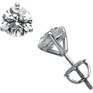14k White Gold Round Martini Style Diamond Stud Earrings (2.00 Ct tw, GH Color, SI2-SI3 Clarity)
