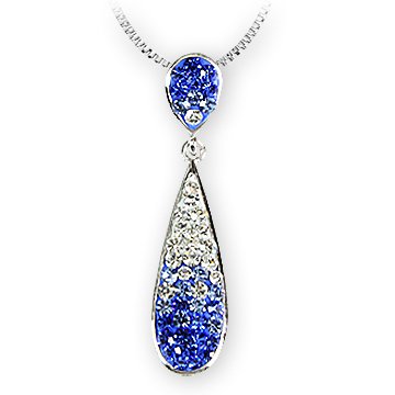 Ashley Arthur .925 Silver Graduated Sapphire Crystal Classy Drop Pendant Made with Swarovski Element Ashley Arthur .925 Silver Graduated Sapphire Crystal Classy Drop Pendant Made with Swarovski Element