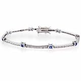 Sterling Silver Simulated Tanzanite CZ and Diamond cz Bracelet