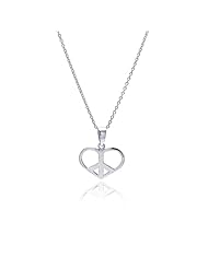 Nickel Free Silver Necklaces Heart Peace Sign Necklace