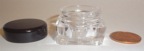 5-gram Square Sifter Beauty Jars with Black Glossy Cap, Empty Mineral Makeup containers (Box of 12)