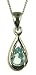 9ct White Gold Ladies Blue Topaz Teardrop Pendant with 18" Curb Chain
