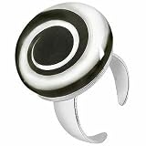Akuamarina Swirling Murano Glass & Sterling Silver Open Ring black-white