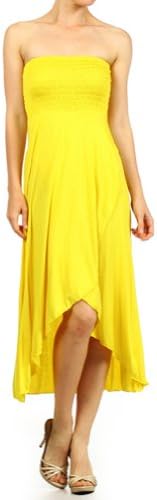 Modern Kiwi Solid Versatile High Low Dress Skirt Yellow Extra Large