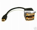 HDMI Male To 2 x DVI-D Female Splitter Adapter - Wired--up