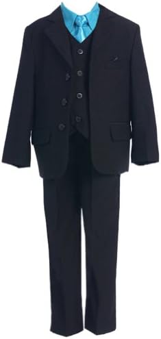 Fougerkids 5 Piece Black/turquoise Boys Wedding Formal Suit Size 7