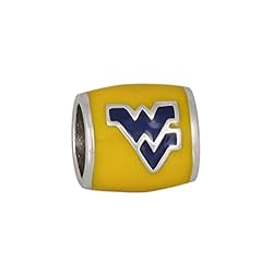 Teagan Collection West Virgina Mountaineers Blue WV on a Gold Bead