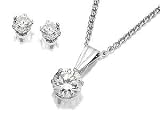 Silver CZ Pendant and Earring Set