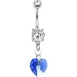 Austrian Crystal Heart September Birthstone Belly Ring