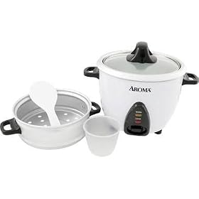 Aroma 3-Cup Rice Cooker with Steam Tray
