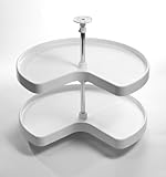 28-inch White Kidney Shape Lazy Susan #5328 with Double Rotating Trays - Free Shipping