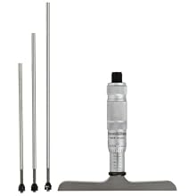 Brown & Sharpe 599-603-143-3 Vernier Depth Gauge, Micrometer Type, 0-3" Range, 0.0001" Graduation, +/-0.003mm Accuracy, 4" Base, 3 Rods
