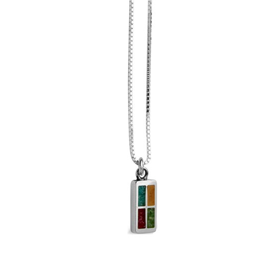 Chip Inlay Colorful Pendant Necklace