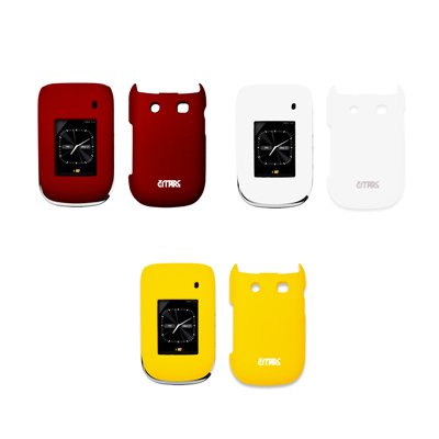 EMPIRE 3 Pack of Rubberized Snap-On Cover Cases (Red, White, Yellow) for Blackberry Style 9670