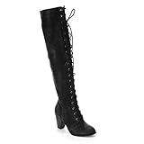 Forever Camila-48 Womens Chunky Heel Lace Up Over The Knee...