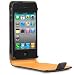 IPHONE 4 / IPHONE 4S PREMIUM PU LEATHER FLIP CASE - BLACK PART OF THE QUBITS ACCESSORIES RANGE