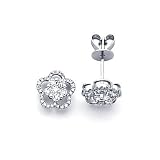 18k White Gold New Diamond Flower Stud Earrings 1/2 ct (G Color, SI1 Clarity)