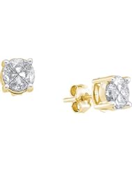 14KT Yellow Gold 1.0 CTW Diamond PIE CUT Earrings