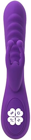 Rechargeable Rabbit 12 Speed Vibrator Handheld Silicone Waterproof Magic Wand Body Massager (Violet)
