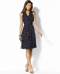 Lauren by Ralph Lauren Shannon Silk Ruffle-Trim Dress