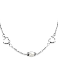 Sterling Silver Antiqued Freshwater Pearl Necklace - 16 Inch